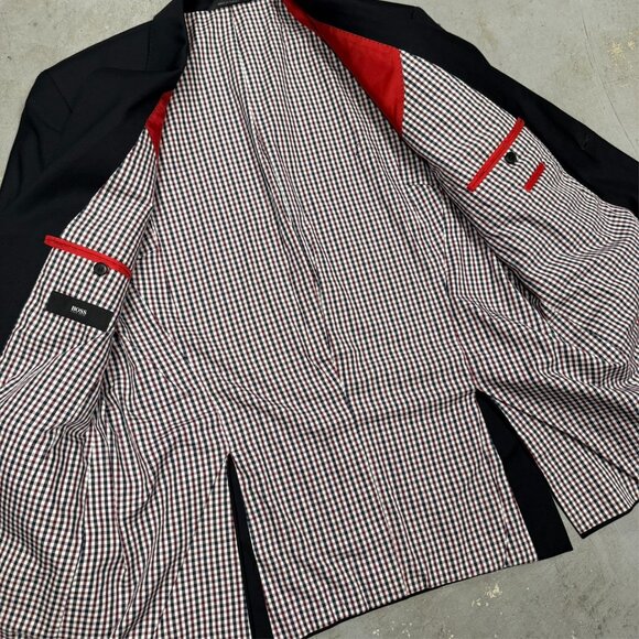 Hugo Boss Black Blazer Wool Sport Coat Textured Maselli4 100% Silk Lining 46R - Picture 7 of 10